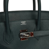 Pre-owned Hermes Birkin 35 Vert Cypress Novillo Palladium Hardware - Thumbnail View 7