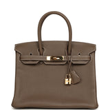 Pre-owned Hermes Birkin 30 Etoupe Clemence Gold Hardware - Thumbnail View 1
