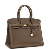 Pre-owned Hermes Birkin 30 Etoupe Clemence Gold Hardware - Thumbnail View 2