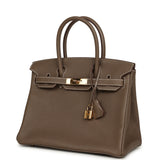 Pre-owned Hermes Birkin 30 Etoupe Clemence Gold Hardware - Thumbnail View 5