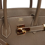 Pre-owned Hermes Birkin 30 Etoupe Clemence Gold Hardware - Thumbnail View 7