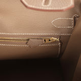Pre-owned Hermes Birkin 30 Etoupe Clemence Gold Hardware - Thumbnail View 9