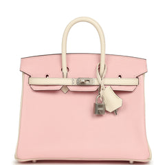 Hermes Special Order (HSS) Birkin 25 Rose Sakura and Nata Chevre Mysore Brushed Palladium Hardware