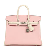 Hermes Special Order (HSS) Birkin 25 Rose Sakura and Nata Chevre Mysore Brushed Palladium Hardware - Thumbnail View 1
