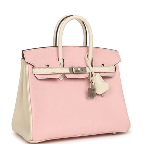 Hermes Special Order (HSS) Birkin 25 Rose Sakura and Nata Chevre Mysore Brushed Palladium Hardware
