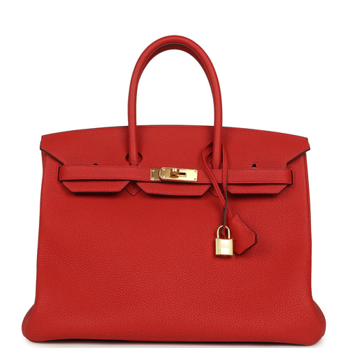 Pre-owned Hermes Birkin 35 Rouge Tomate Togo Gold Hardware