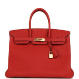 Pre-owned Hermes Birkin 35 Rouge Tomate Togo Gold Hardware - Thumbnail View 1