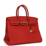 Pre-owned Hermes Birkin 35 Rouge Tomate Togo Gold Hardware - Thumbnail View 2