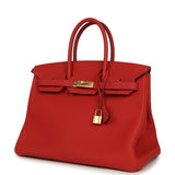 Pre-owned Hermes Birkin 35 Rouge Tomate Togo Gold Hardware - Thumbnail View 5