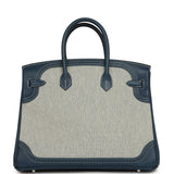 Pre-owned Hermes Birkin Ghillies 35 Bleu De Prusse Swift and Ecru Toile H Palladium Hardware - Thumbnail View 4