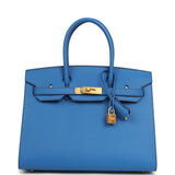 Pre-owned Hermes Special Order (HSS) Birkin Sellier 30 Bleu France Epsom Brushed Gold Hardware - Thumbnail View 1
