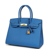 Pre-owned Hermes Special Order (HSS) Birkin Sellier 30 Bleu France Epsom Brushed Gold Hardware - Thumbnail View 5