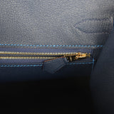 Pre-owned Hermes Special Order (HSS) Birkin Sellier 30 Bleu France Epsom Brushed Gold Hardware - Thumbnail View 9