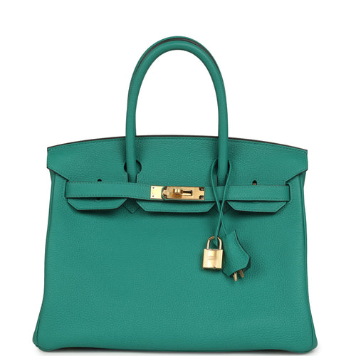 Pre-owned Hermes Birkin 30 Vert Verone Togo Gold Hardware