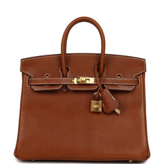 Hermes Birkin 25 Fauve Barenia Faubourg Gold Hardware