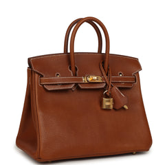 Hermes Birkin 25 Fauve Barenia Faubourg Gold Hardware