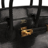 Hermes Birkin 25 Black Shiny Varanus Niloticus Lizard Gold Hardware - Thumbnail View 7