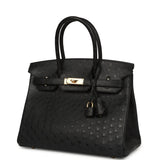 Pre-owned Hermes Birkin 30 Black Ostrich Gold Hardware - Thumbnail View 5