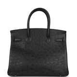 Pre-owned Hermes Birkin 30 Black Ostrich Gold Hardware - Thumbnail View 4