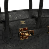 Pre-owned Hermes Birkin 30 Black Ostrich Gold Hardware - Thumbnail View 7