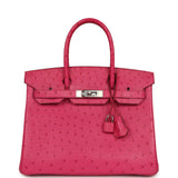 Pre-owned Hermes Birkin 30 Rose Tyrien Ostrich Palladium Hardware - Thumbnail View 1