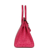 Pre-owned Hermes Birkin 30 Rose Tyrien Ostrich Palladium Hardware - Thumbnail View 3