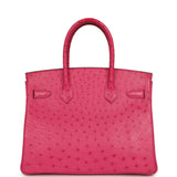 Pre-owned Hermes Birkin 30 Rose Tyrien Ostrich Palladium Hardware - Thumbnail View 4