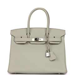 Pre-owned Hermes Birkin 30 Gris Perle Togo Palladium Hardware