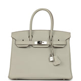 Pre-owned Hermes Birkin 30 Gris Perle Togo Palladium Hardware - Thumbnail View 1