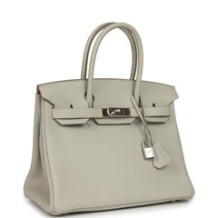 Pre-owned Hermes Birkin 30 Gris Perle Togo Palladium Hardware