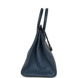 Vintage Hermes Birkin 35 Bleu Roi Ostrich Palladium Hardware - Thumbnail View 3