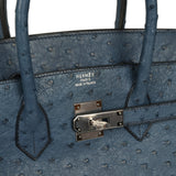 Vintage Hermes Birkin 35 Bleu Roi Ostrich Palladium Hardware - Thumbnail View 7