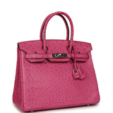 Vintage Hermes Birkin 30 Fuchsia Ostrich Palladium Hardware - Thumbnail View 2