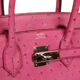 Vintage Hermes Birkin 30 Fuchsia Ostrich Palladium Hardware - Thumbnail View 7