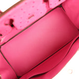 Vintage Hermes Birkin 30 Fuchsia Ostrich Palladium Hardware - Thumbnail View 8
