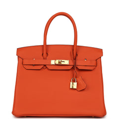 Pre-owned Hermes Birkin 30 Feu Togo Gold Hardware
