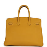 Pre-owned Hermes Birkin 35 Jaune Ambre Togo Palladium Hardware - Thumbnail View 4