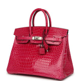 Hermes Birkin 25 Rose Mexico Shiny Porosus Crocodile Palladium Hardware - Thumbnail View 5