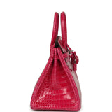 Hermes Birkin 25 Rose Mexico Shiny Porosus Crocodile Palladium Hardware - Thumbnail View 3
