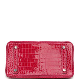Hermes Birkin 25 Rose Mexico Shiny Porosus Crocodile Palladium Hardware - Thumbnail View 6