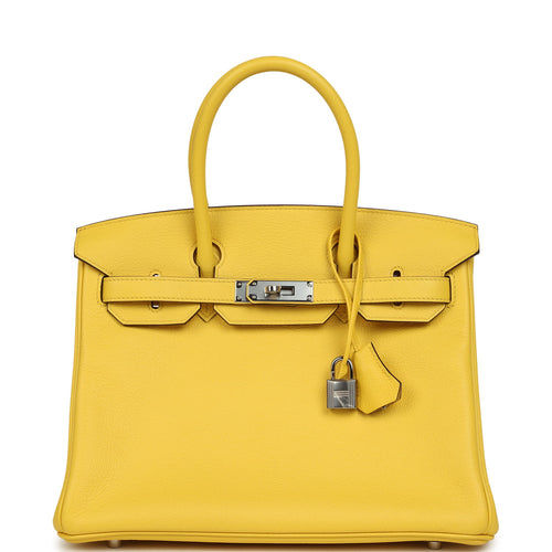 Pre-owned Hermes Birkin 30 Jaune de Naples Novillo Palladium Hardware