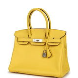 Pre-owned Hermes Birkin 30 Jaune de Naples Novillo Palladium Hardware - Thumbnail View 5