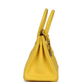 Pre-owned Hermes Birkin 30 Jaune de Naples Novillo Palladium Hardware - Thumbnail View 3