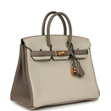 Pre-owned Hermes Special Order (HSS) Birkin 25 Beton and Gris Asphalt Togo Rose Gold Hardware - Thumbnail View 2