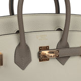 Pre-owned Hermes Special Order (HSS) Birkin 25 Beton and Gris Asphalt Togo Rose Gold Hardware - Thumbnail View 7