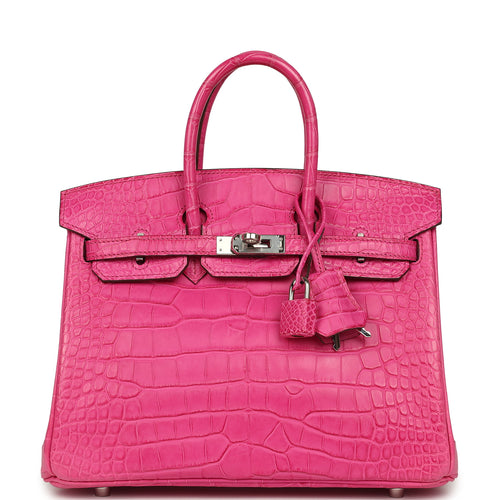 Hermes Birkin 25 Rose Shocking Matte Alligator Palladium Hardware