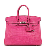 Hermes Birkin 25 Rose Shocking Matte Alligator Palladium Hardware - Thumbnail View 1