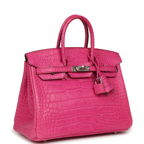 Hermes Birkin 25 Rose Shocking Matte Alligator Palladium Hardware