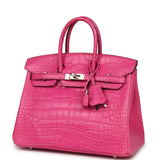 Hermes Birkin 25 Rose Shocking Matte Alligator Palladium Hardware - Thumbnail View 5