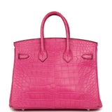 Hermes Birkin 25 Rose Shocking Matte Alligator Palladium Hardware - Thumbnail View 4